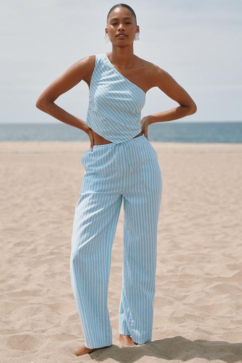 LSPACE Corey Linen Blend Mid-Rise Wide-Leg Pants