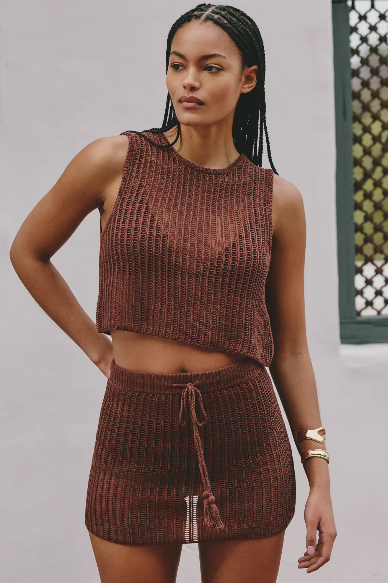 LSPACE Sander Crochet Cover-Up Mini Skirt