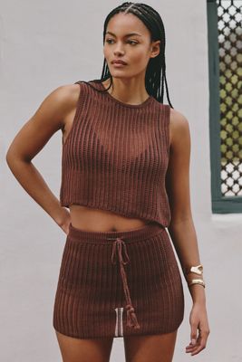 LSPACE Sander Crochet Cover-Up Mini Skirt