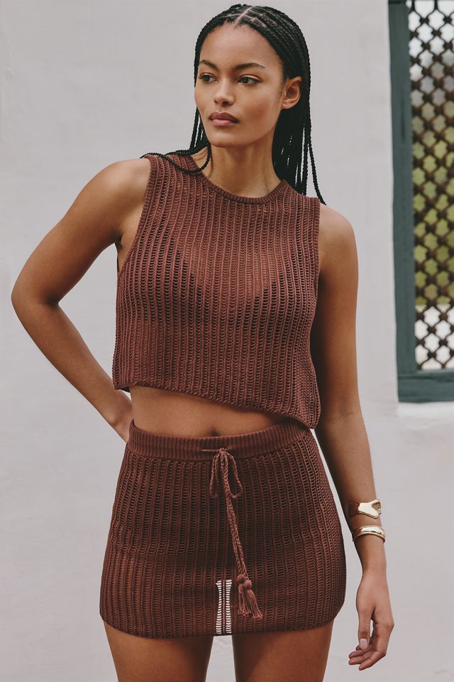 LSPACE Sander Crochet Cover-Up Mini Skirt | Anthropologie