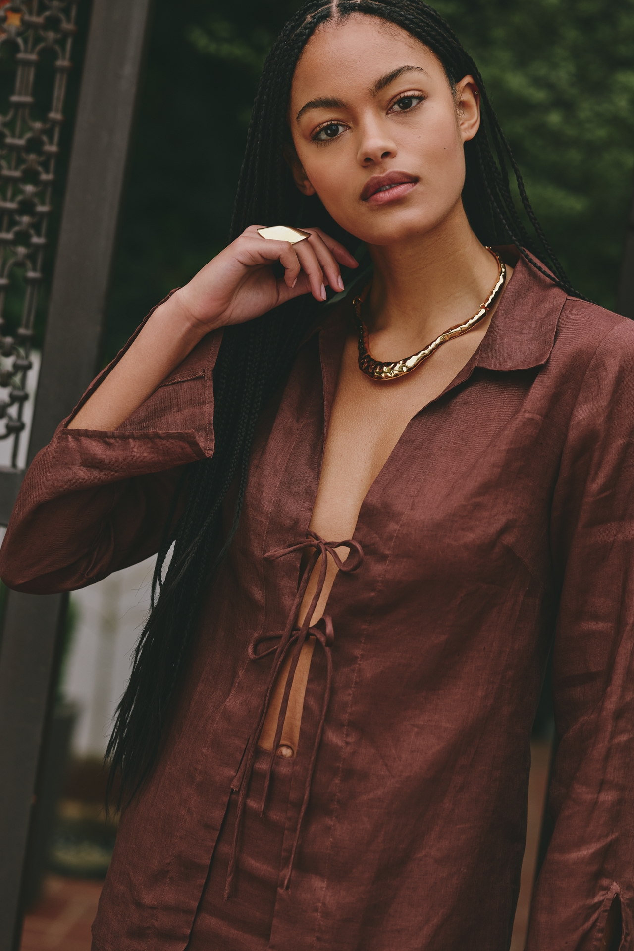 LSPACE Venice Linen Tie Shirt