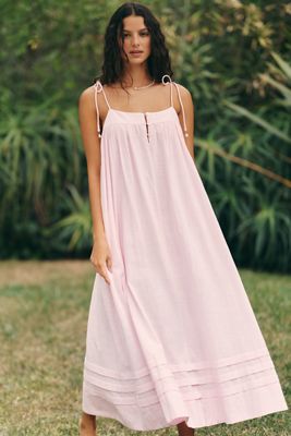 anthropologie pink maxi dress The Somerset Collection By Anthropologie The Somerset Maxi Shirt Dress -  Pink