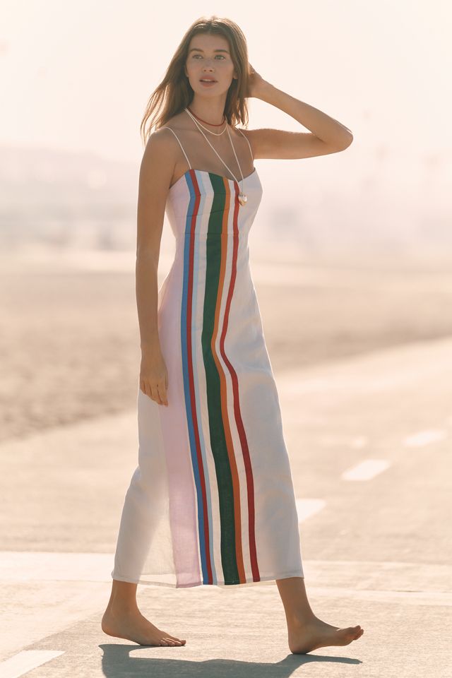 cap sleeve midi dress in linen SEV Women's Linen Cap-Sleeve Midi Dress in Black Size FR 36 / 4 main image 0