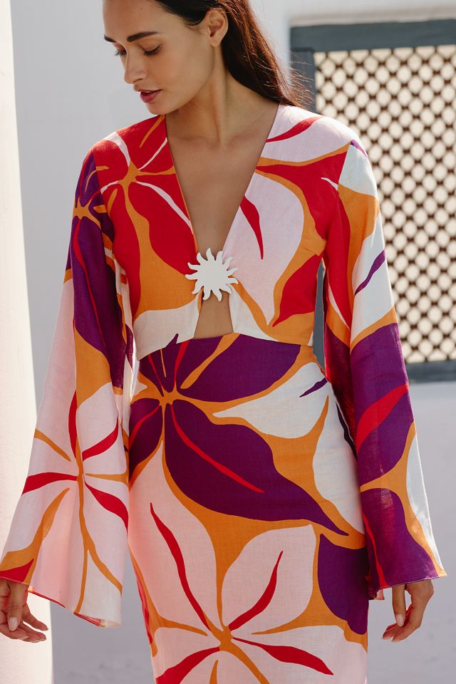 Linen Calabria Dress by Cala de la Cruz, Size: Large at Anthropologie