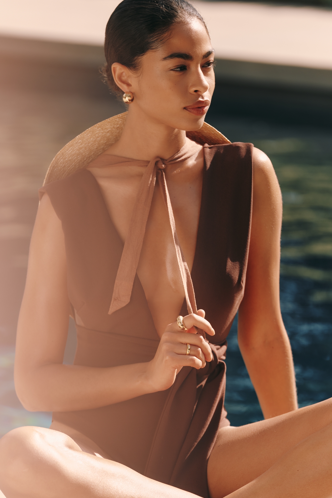 Haight Crepe V-Neck Swimsuit