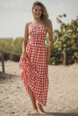FRANKIES BIKINIS SOUTHERN BELLE GAUZE MIDI DRESS 