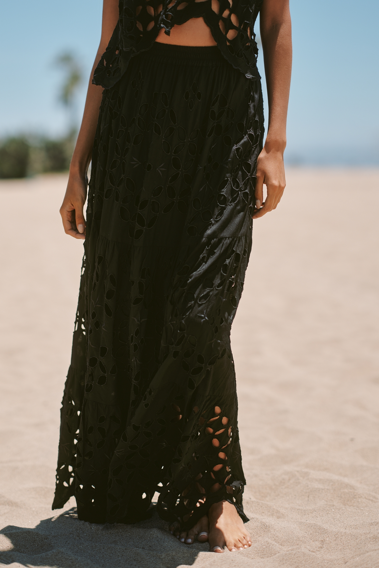 Tiare Hawaii Bora Embroidered Midi Skirt