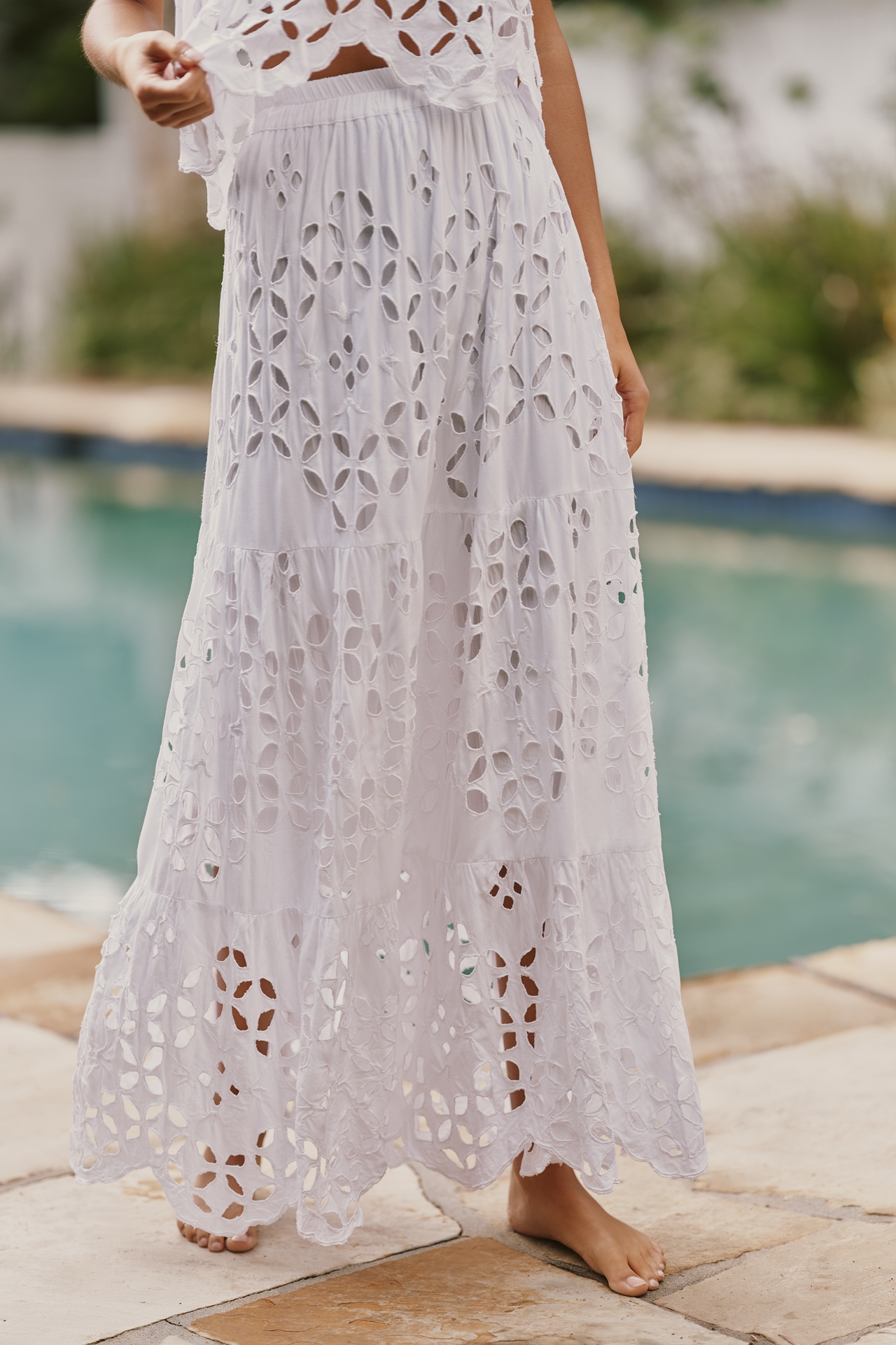 Tiare Hawaii Bora Bora Embroidered Midi Skirt