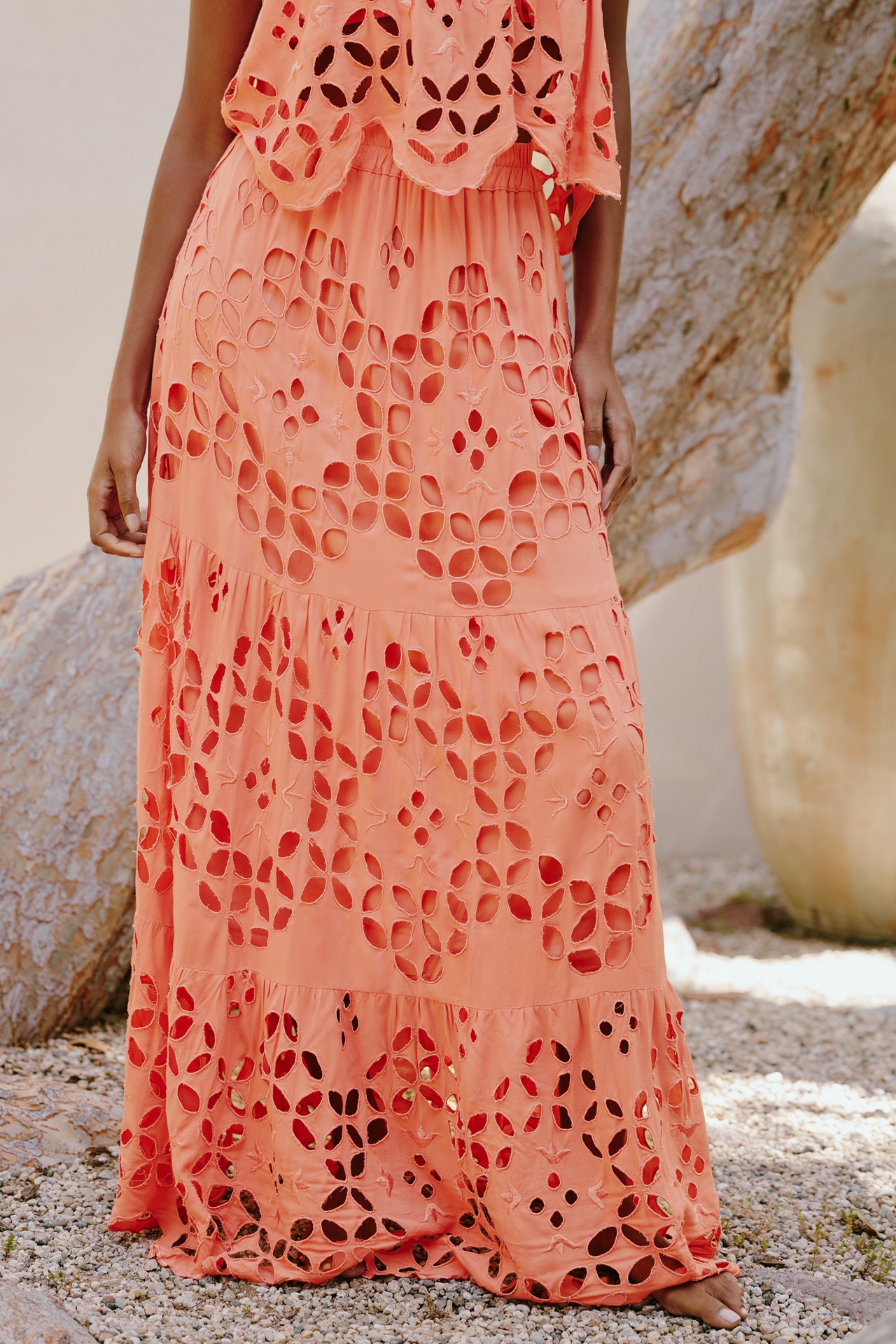 Tiare Hawaii Bora Embroidered Midi Skirt