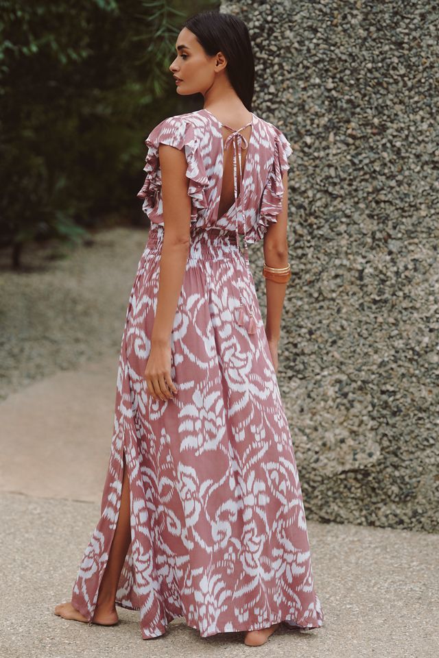 Tiare Hawaii Dahlia Ruffled V-Neck Maxi Dress | Anthropologie