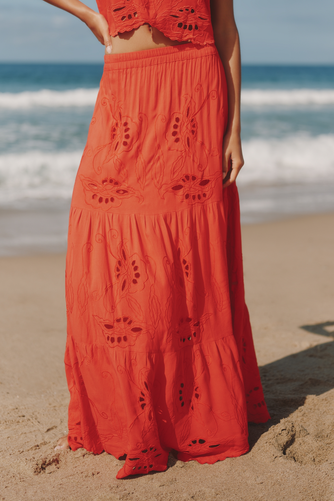 Tiare Hawaii Heliconia Eyelet Maxi Skirt