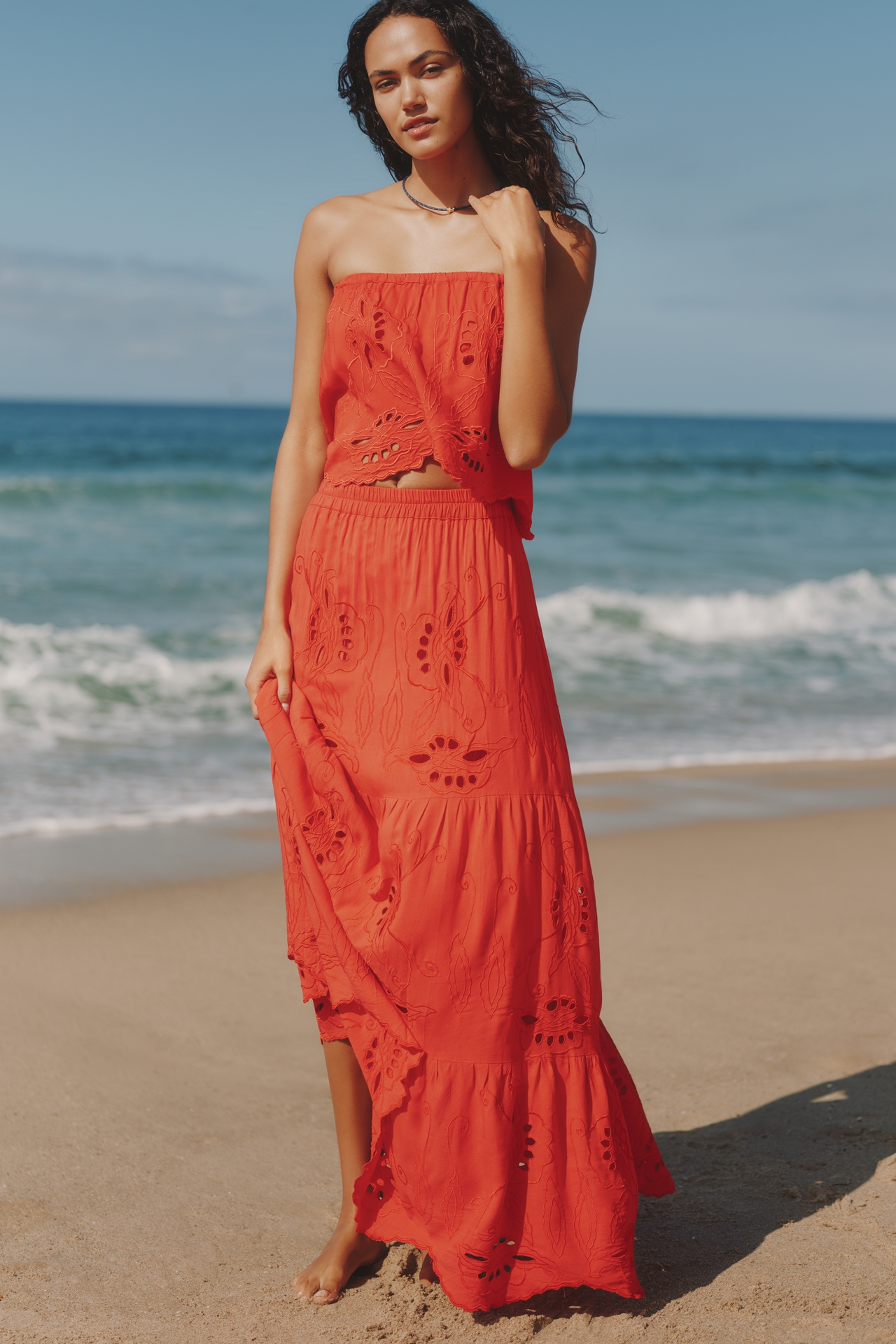 Tiare Hawaii Heliconia Eyelet Maxi Skirt