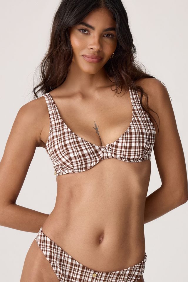 Rhythm London Check High-Leg Bikini Bottoms #1