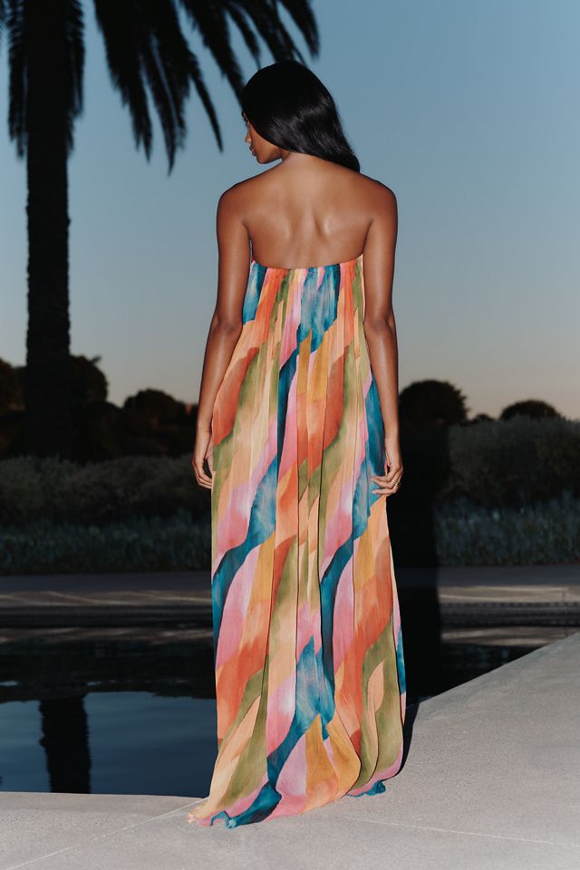 long sleeve maxi spring dress FARES Chiffon Layer Dress – Powder Blue