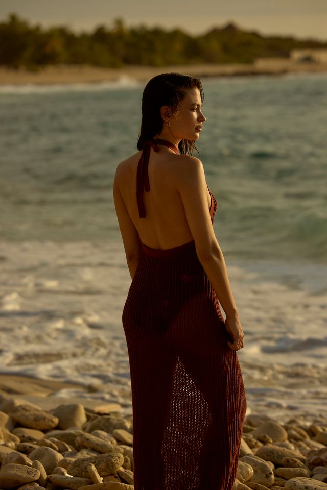 Beach Riot x Anthropologie Halter Crochet Cover-Up Dress | Anthropologie