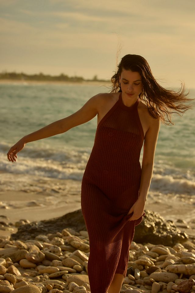 Beach Riot x Anthropologie Halter Crochet Cover-Up Dress