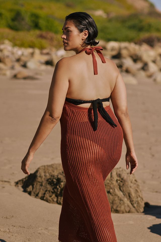 Beach Riot x Anthropologie Halter Crochet Cover-Up Dress | Anthropologie