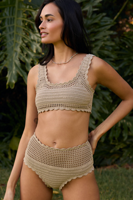 Shop Beach Riot Andy Bikini Top In Beige