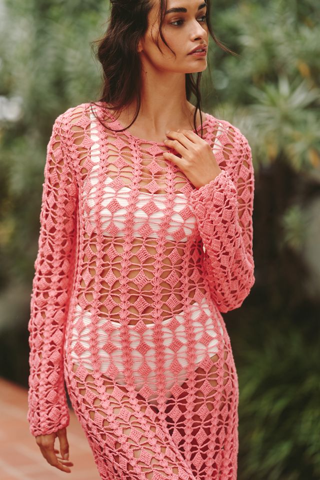 Beach Riot Long-Sleeve Crochet Midi Dress #1