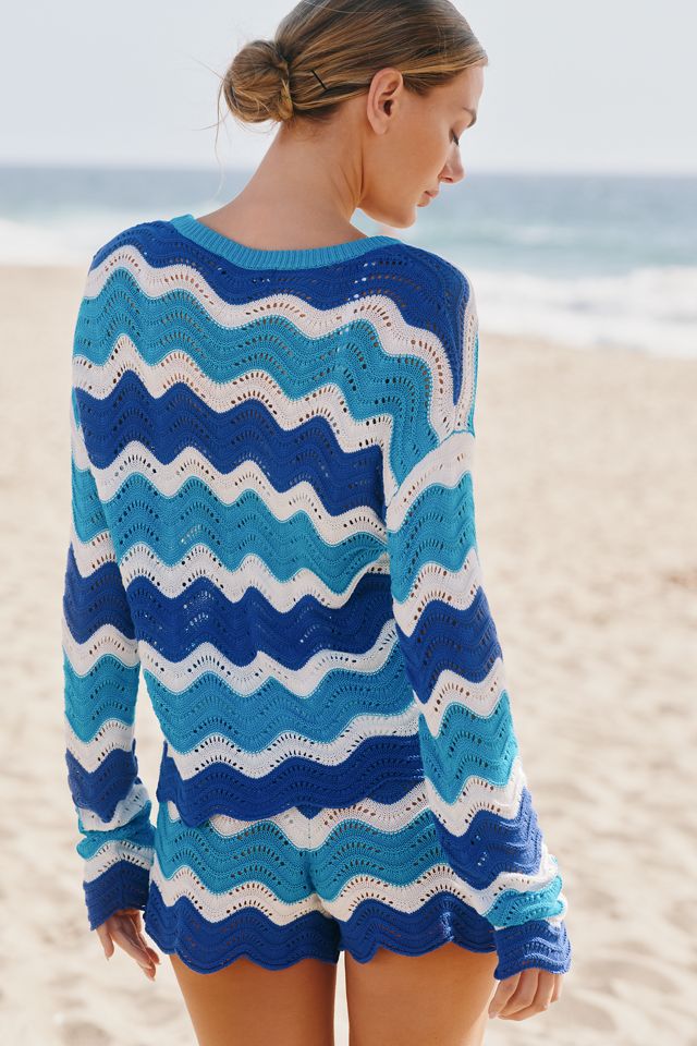 (取寄) ビーチライオット レディース ビーチ セーター Beach Riot women Beach Sweater Riviera Waves BEACH RIOT Beach Sweater in Riviera Waves | REVOLVE