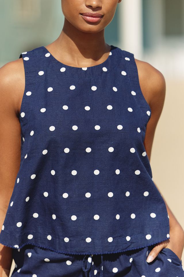 Beach Riot Dollie Linen Blend Polka Dot Tank Top #2