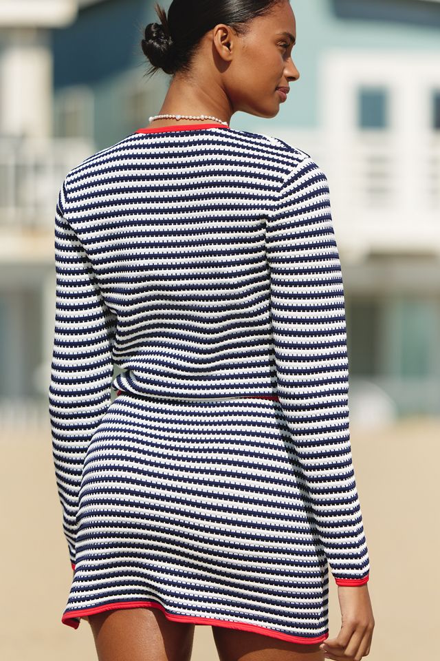 Beach Riot Calla Jacquard Striped Cardigan Top | Anthropologie