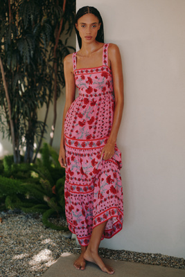 Beach Riot Charlotte Square-neck Maxi Dress In Multi