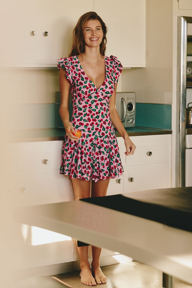 Beach Riot Lennie Flutter Sleeve V-Neck Mini Dress | Anthropologie