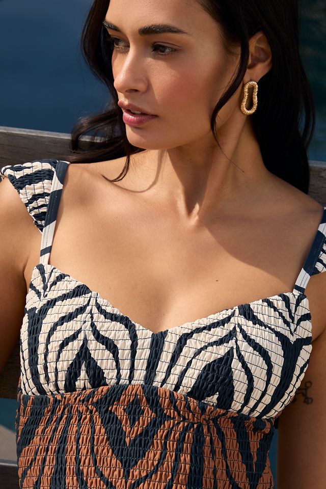 Celandine Penelope Smocked Cap-Sleeve One-Piece Swimsuit #1