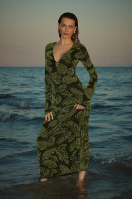 SHOW ME YOUR MUMU LOPEZ LONG-SLEEVE V-NECK MAXI DRESS 