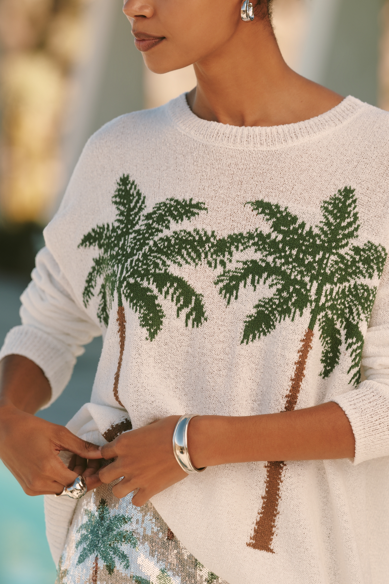 Show Me Your Mumu Woodsy Embroidered Crew-Neck Sweater