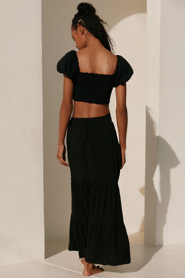 Peixoto Louisa Off-Shoulder Gathered Puff-Sleeve Crop Top #1