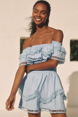 Hutch Bardot Long-Sleeve V-Neck Velvet Burnout Wrap Tiered Maxi