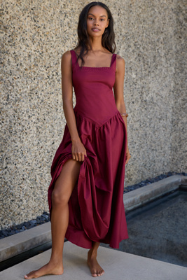 Peixoto Harlow Drop-waist Midi Dress In Red