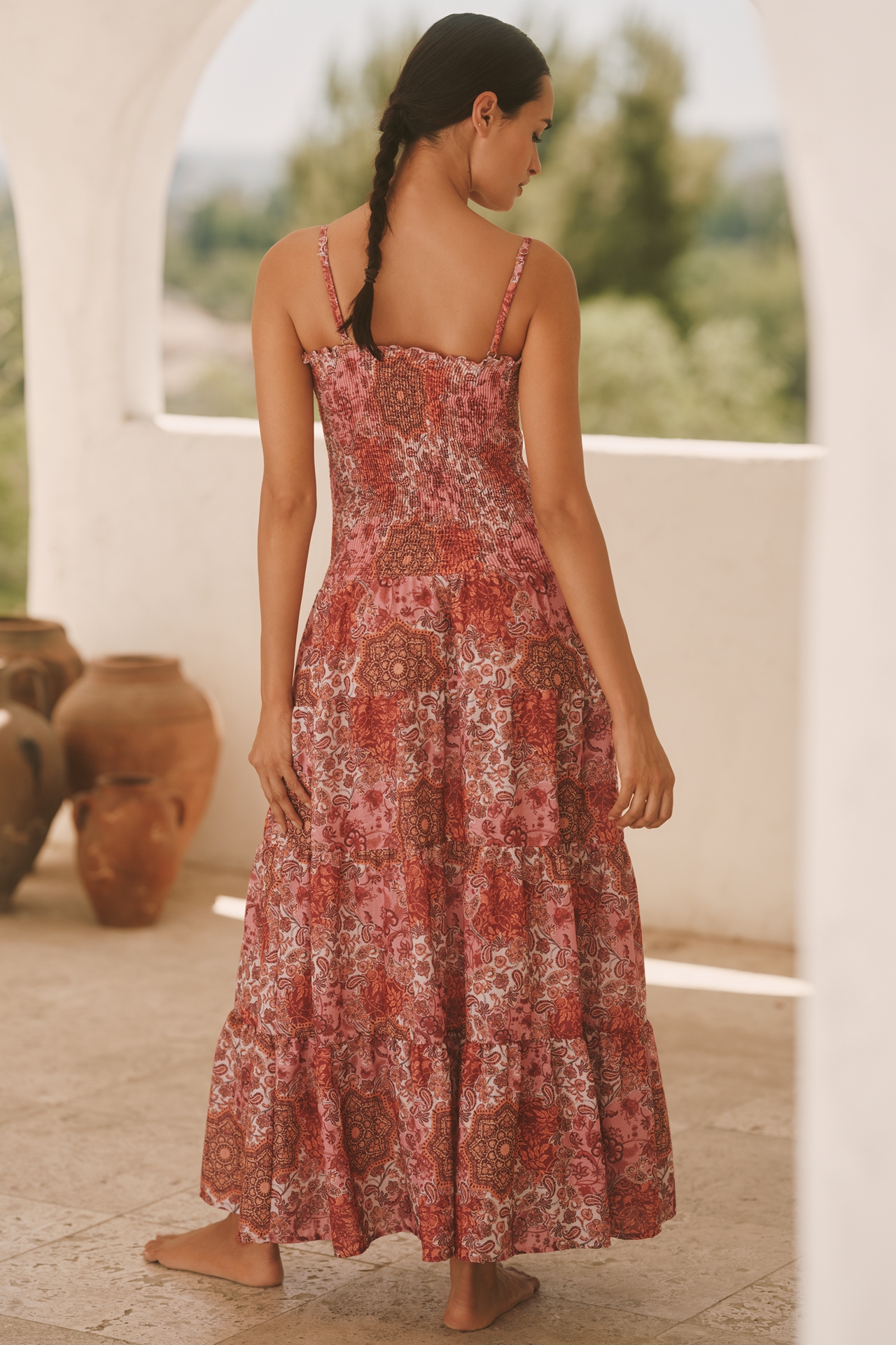Peixoto Clementine Smocked Tiered Maxi Dress