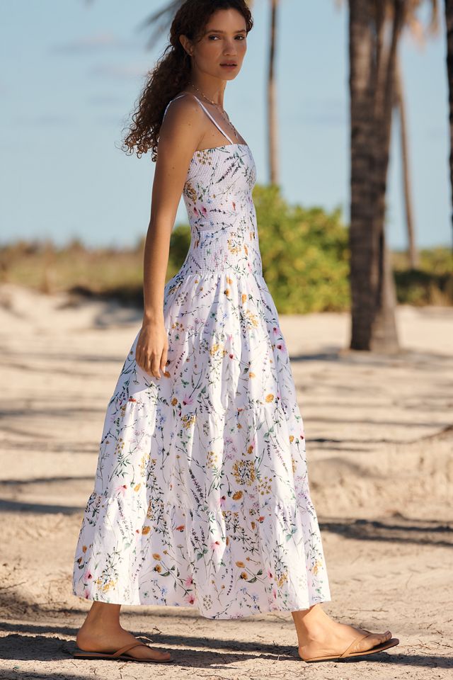 chinese dress ladies PRETTYGARDEN Women's Smocked Maxi Dresses Beach Sundress Casual Spaghe