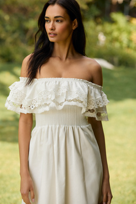 Peixoto Wyatt Off-the-shoulder Midi Dress In White