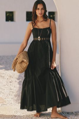 knee length dresses for ladies Black Fish Top LENZING ECOVERO Euroflax Maxi Dress  FARM Rio