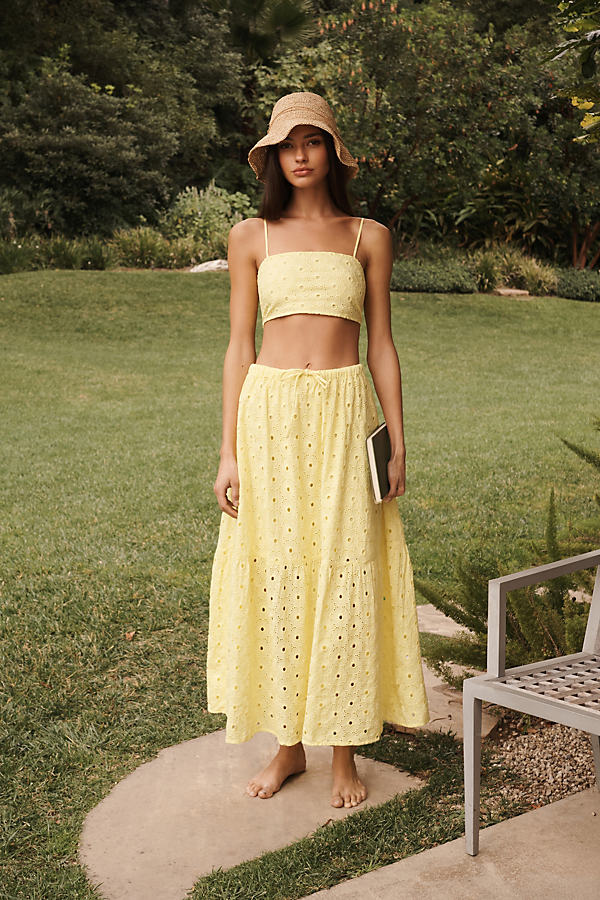 Seafolly Broderie Eyelet Maxi Skirt In Yellow