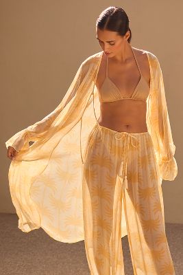 Shop Seafolly Kasbah Tie-front Cover-up In Yellow