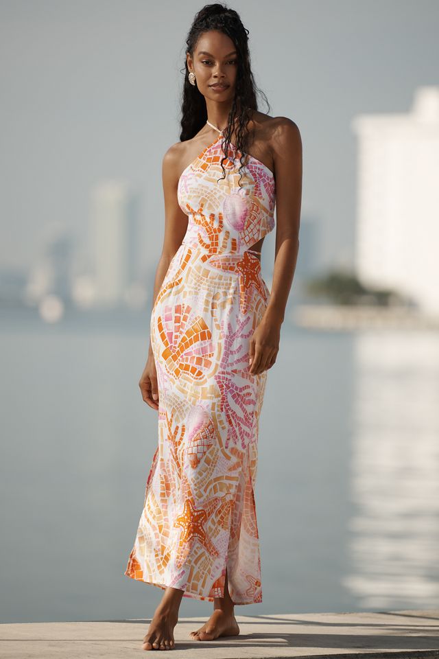 Seafolly La Mer Halter Linen Maxi Dress #1