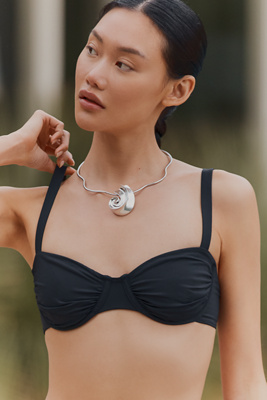 Shop Seafolly Collective Ruched Underwire Bikini Top In Black
