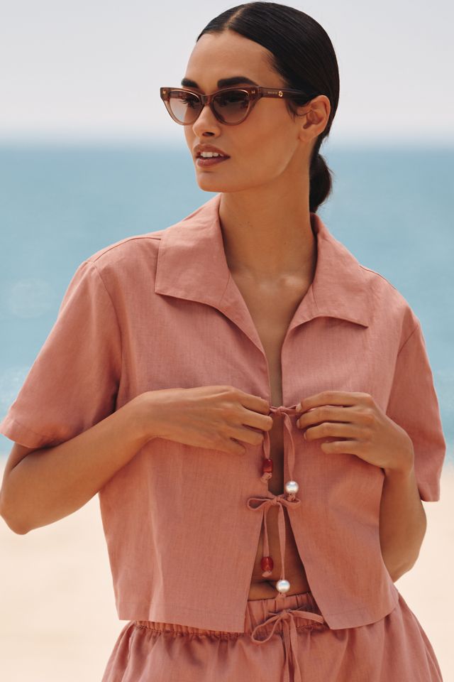 Seafolly Palermo Tie-Front Crop Top #2