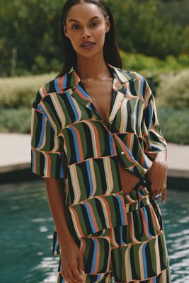 SUBOO Florence Short-Sleeve Eyelet Buttondown Shirt | Anthropologie