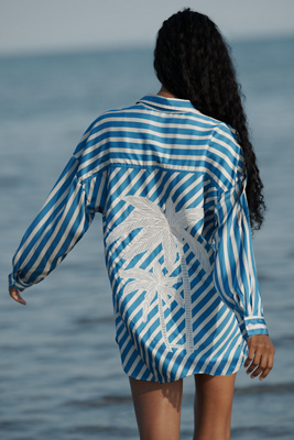 Maaji Azure Stripes Manel Buttondown Shirt In Blue