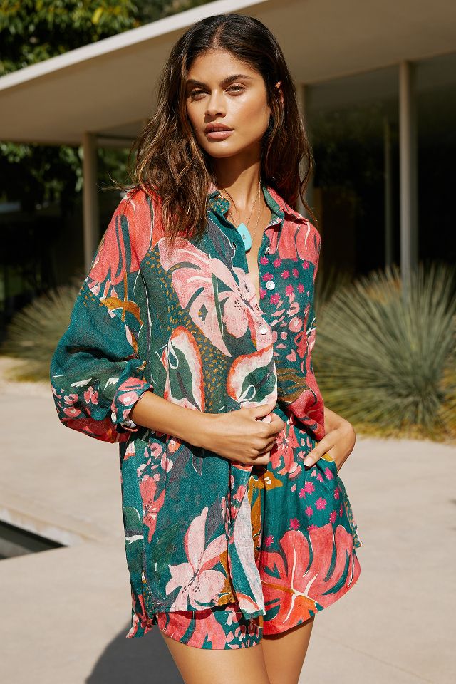 Vitamin A Playa Linen Oversized Shirt | Anthropologie