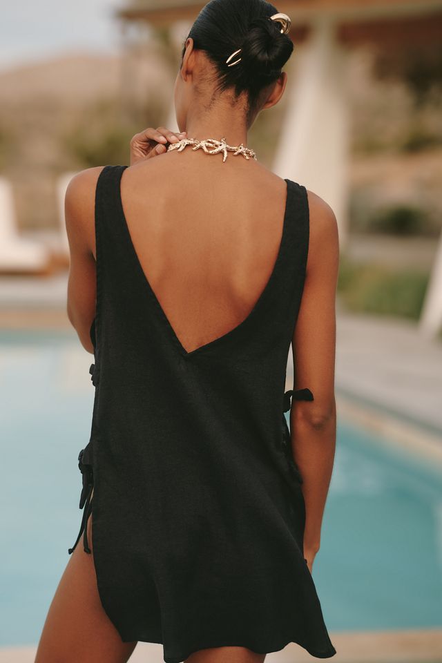 Vitamin A Women's Riviera Mini Dress - Black Crinkle Linen | Size: Medium
