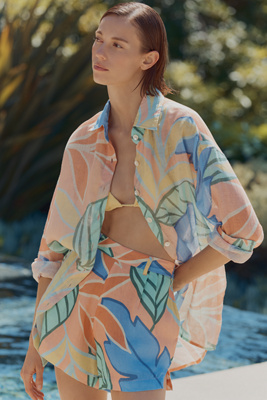 Shop Vitamin A The Getaway Linen Shorts In Orange