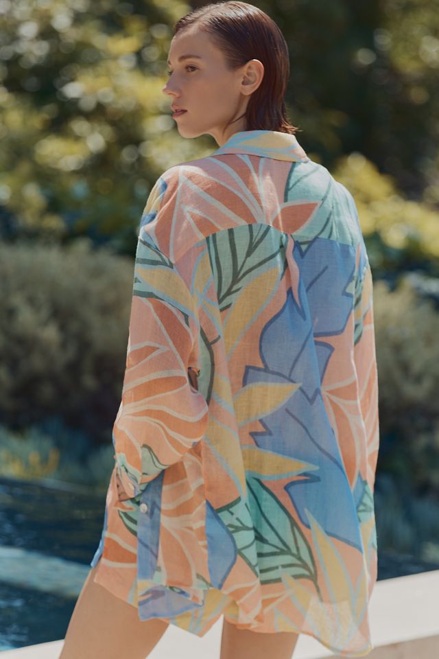 Vitamin A Playa Boyfriend Linen Buttondown Shirt #1