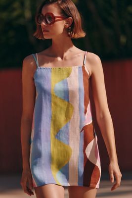 cotton linen mini dress Cotton Linen Blend Sleeveless Mini Dress main image 1